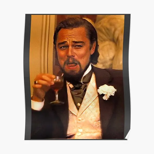 ملصق حديث بدون إطار للديكور المنزلي ، طباعة فنية للجدران ، صورة جدارية ، ديكور قماش ، ليوناردو ديكابريو يضحك جانغو أونتشاي #1