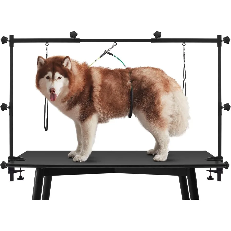

Dog Grooming Table Arm Stand Adjustable About Height 32"-47" Width Dog Grooming Arm with Clamp No-Sit Haunch Holders for Medium