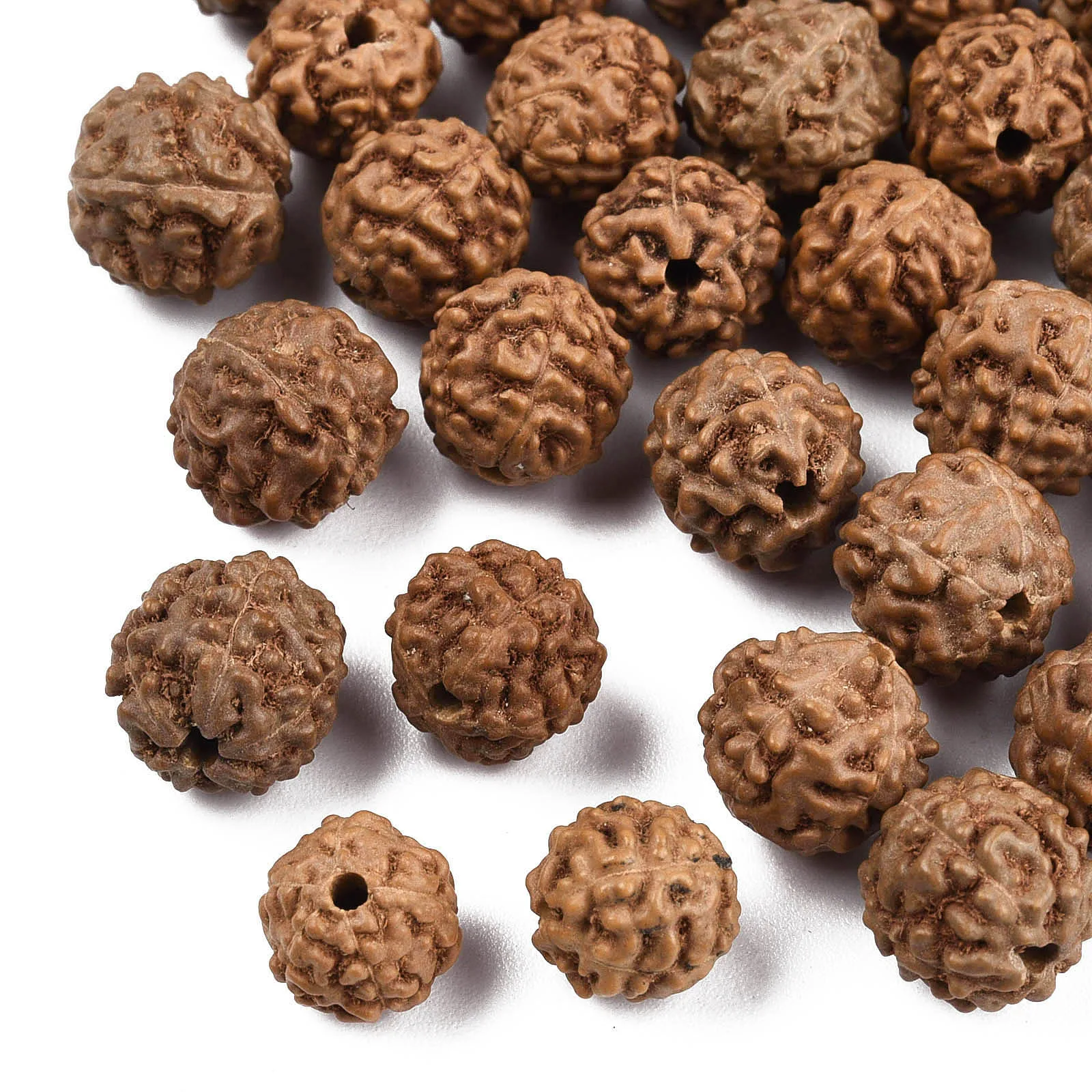 100pcs 6-9mm Undyed Natural Round Rudraksha Bodhi Beads for Meditation Tibetan Mala Buddhism Necklace Bracelet Jewelry Making