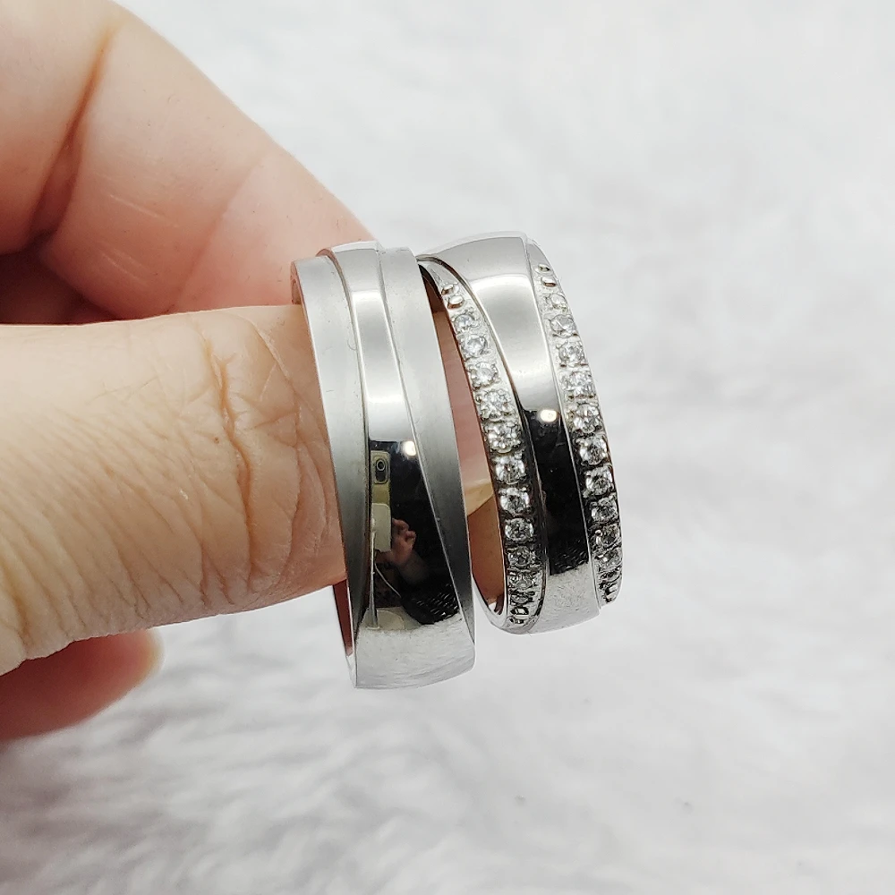 Luxury Trendy Jewellery Wedding Rings Couple Cubic Zirconia Ring  Engagement Rings For Man and Wife No Rust No fade