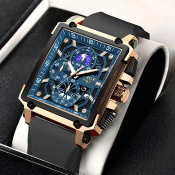 New Mens Mens Watches Top Brand Luxury Hollow Square Sports Watch for Men Fashion Silicone Strap Waterproof Quartz Wristwatches + Box New Mens Mens Watches Top Brand Luxury Hollow Square Sports Watch for Men Fashion Silicone Strap Waterproof Quartz Wristwatches + Box