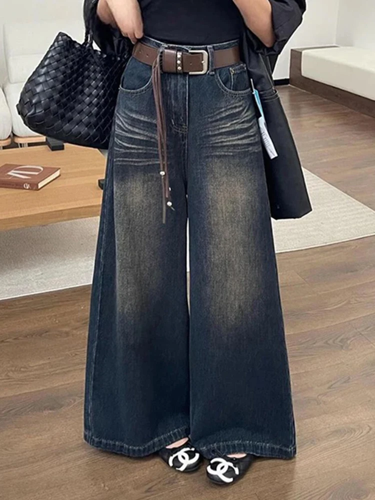 Damskie spodnie Y2K z mikro rozszerzanymi nogawkami, z wysokim stanem, w stylu retro amerykańskim, luźne, codzienne, jesienno-zimowe.