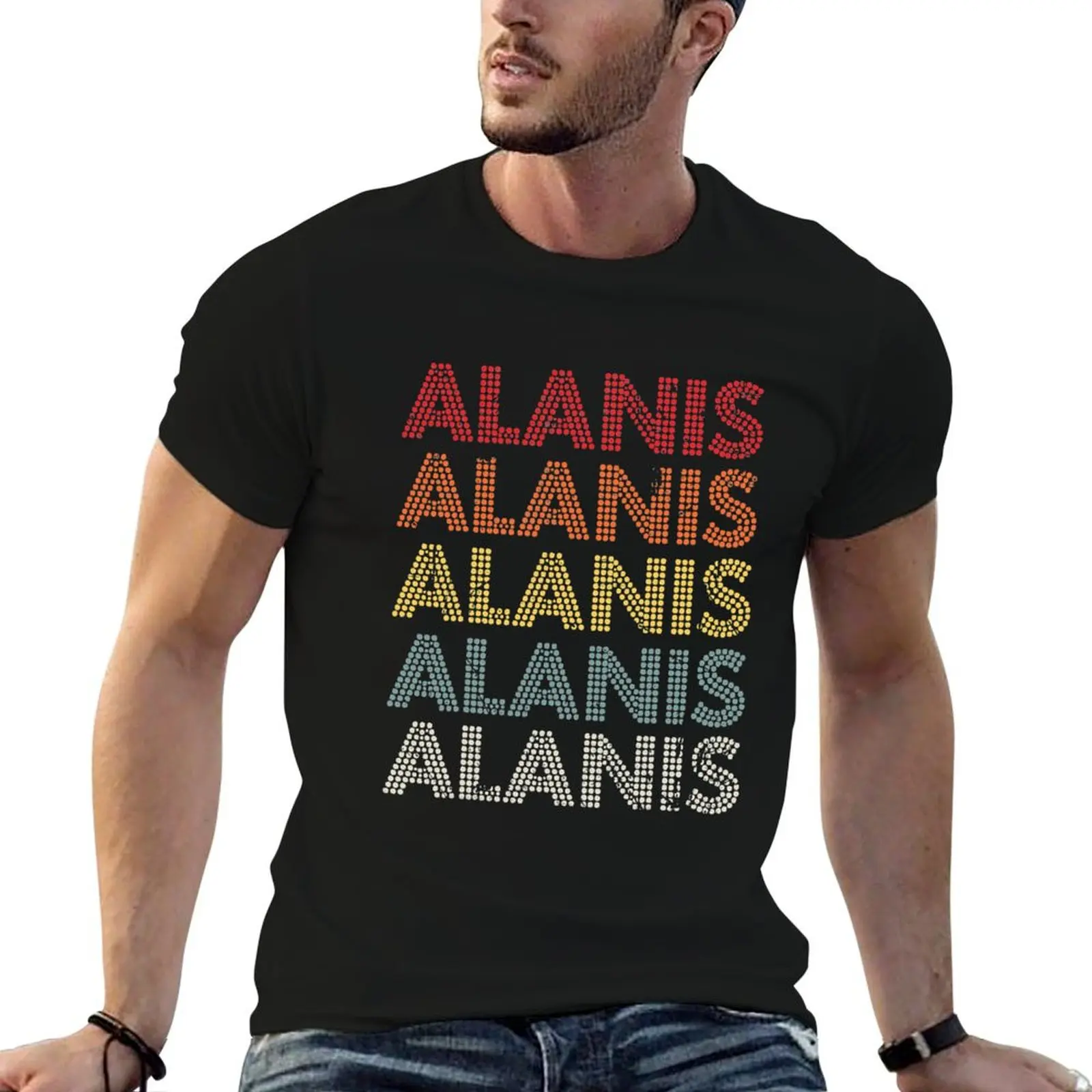 Alani-Thing T-Shirt Casual Loose Short Sleeve Tee for Men