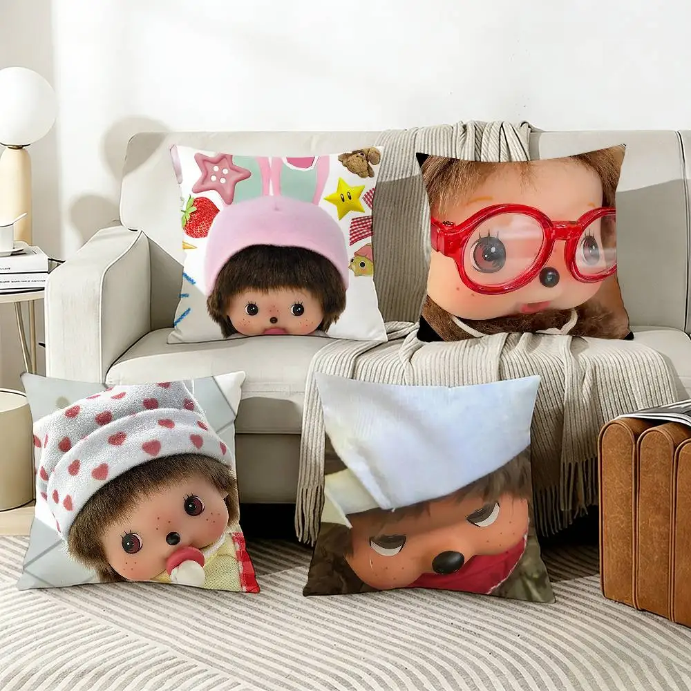 

Cute M-MonchhichiS Pillow Cover Sofa Cushion Cover Home Room Decoration Children Gift