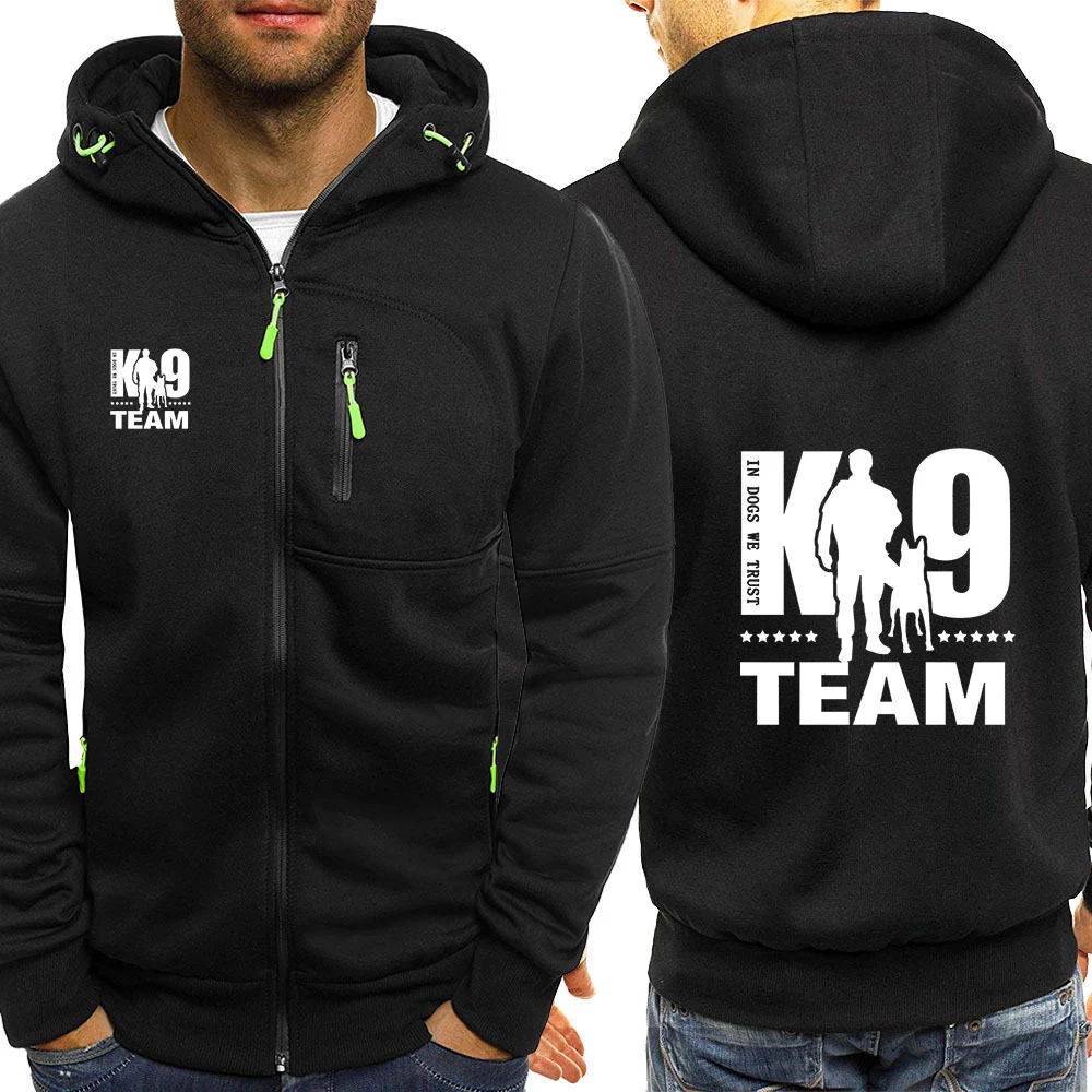 2024 Spring Autumn TRAINER K9 Team K9 Unit Malinois Logo Print Fashion Loose Zipper Sweatshirt Men's High Street Popular Hoodies