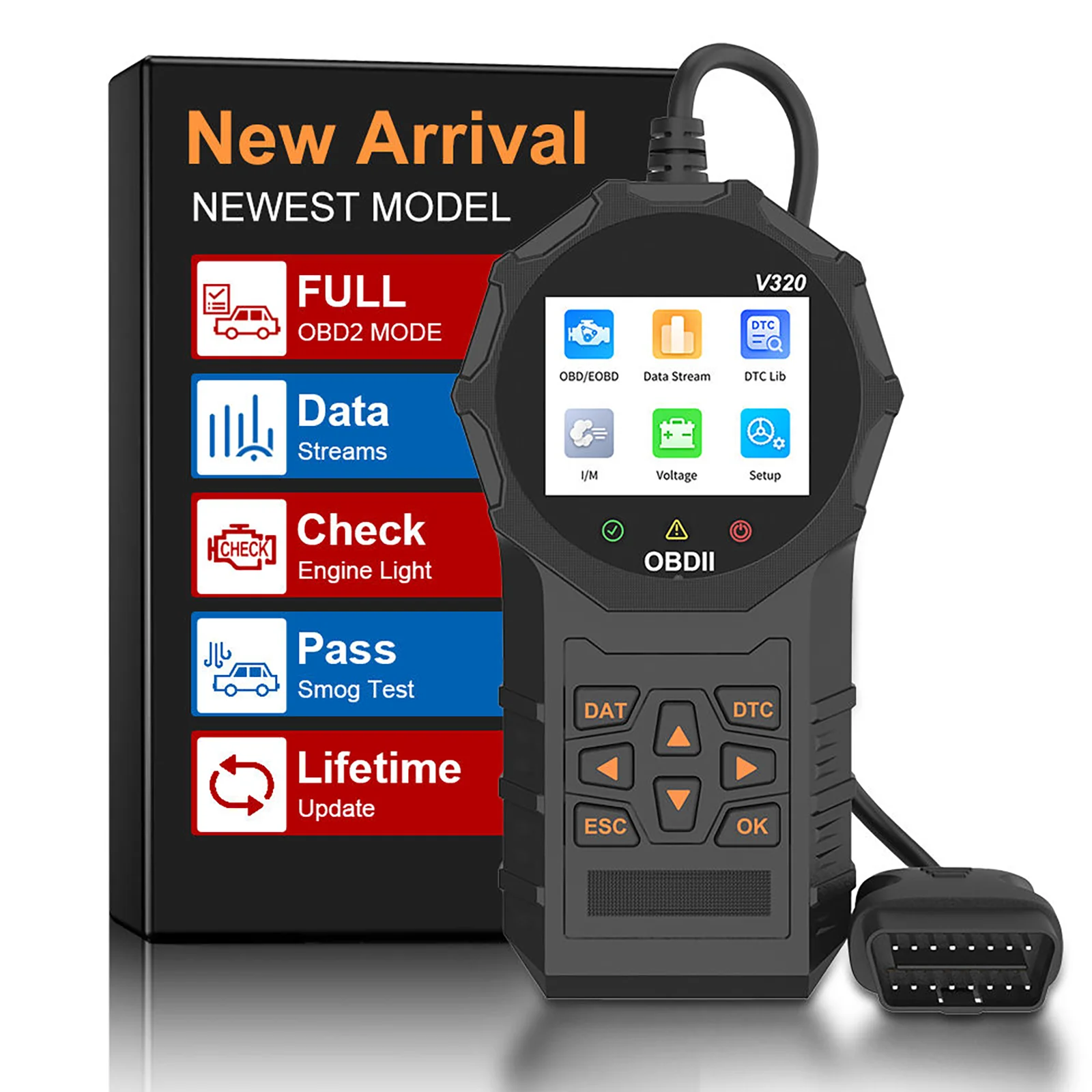 

V320 OBD2 Scanner Diagnostic Tool Car Fault Diagnosis Vehicle Code Reader Check Engine Light with Reset OBDII Scan Tool for Cars