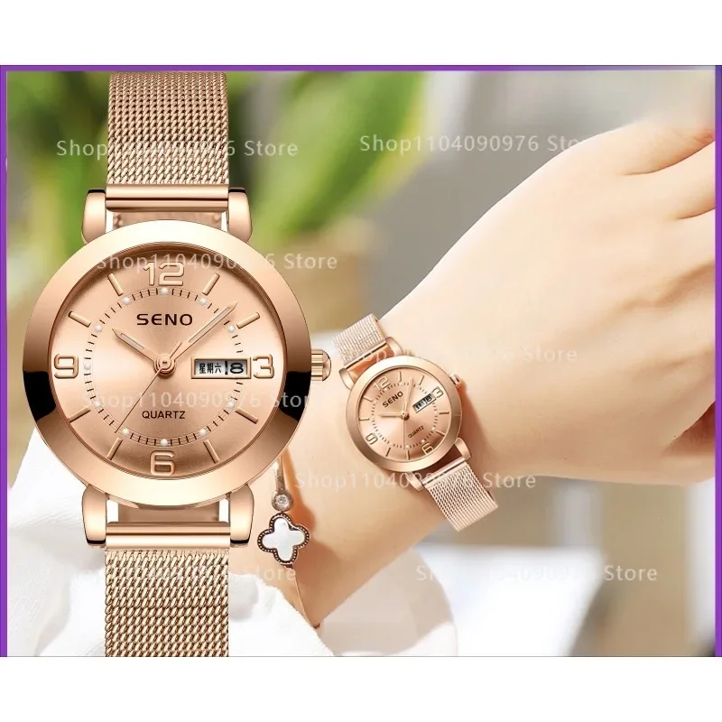S027 Ladies Quartz Watch Luminous Waterproof Double Calendar Female Student Automatic Watch