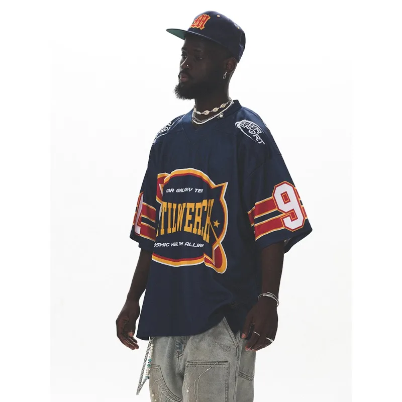 Street Sweatshirt 3D Printed Short Sleeve Clothing Men's American Hip Hop Graphic Gothic V-Neck Short Sleeve Comfort Top