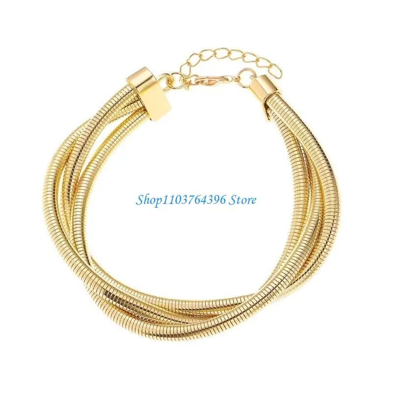

G7NC Fashionable 3 Strands Wrap Chain Jewelry Set Unique 3 Strands Wrap Chain Necklace and Bracelet Set In Hip Hop