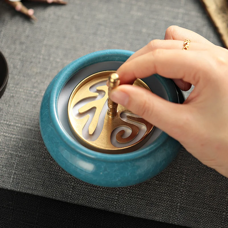 Fu personaje Xiangzhuan conjunto de herramientas de incienso suministros de tallado de cobre quemador de incienso en polvo de sándalo molde de incienso de madera de agar