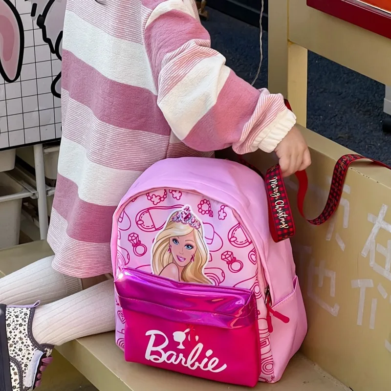 

Kawaii Barbie Cartoon Anime Fashion Backpack Girl Barbie Princess Backpack Cute Kindergarten Kids Schoolbag for Girl Gift Toys