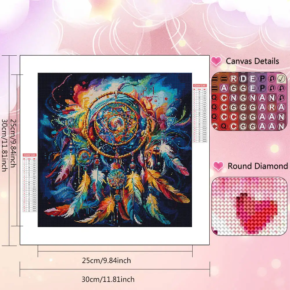 HUACAN Owl Diamond Mosaic Dreamcatcher Diamond Painting Animal Full Square Round Drill Embroidery Cartoon Bedroom Decoration