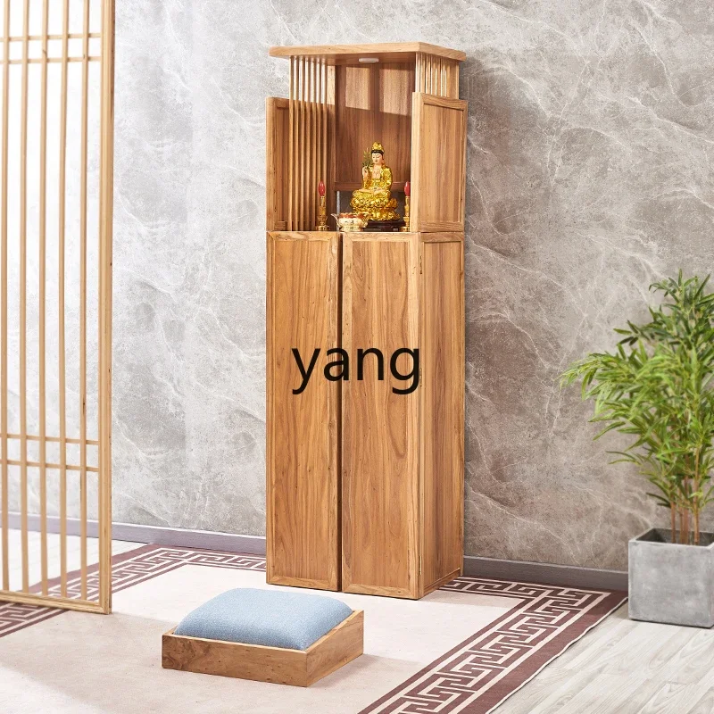 

Yjq Simple Buddha Niche Altar Solid Wood with Door Guanyin Cabinet God of Wealth New Chinese Style