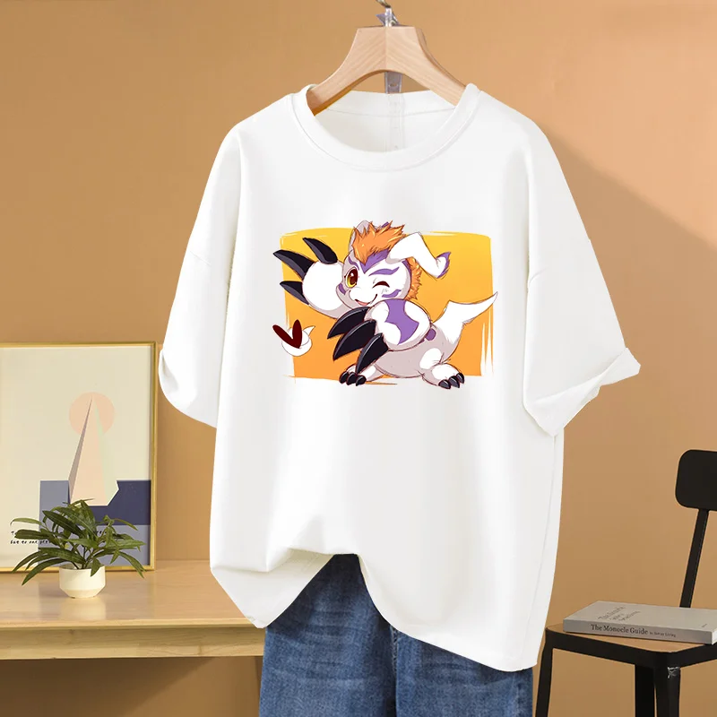 Anime Digimon T-shirt Gomamon printed casual sports street male and female student role-playing clothing T-shirt