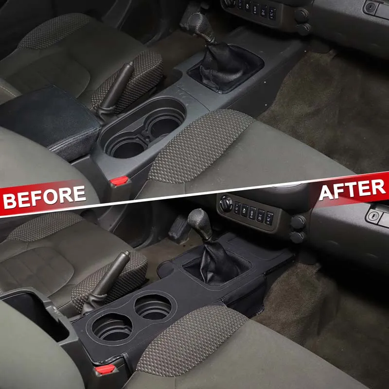 For Nissan Frontier 2013-21 High-solid Sheepskin Leather Black Car Center Console Protective Cover Trim Interior Car Accessories