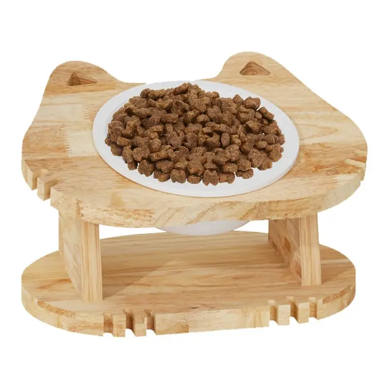 

Tilted Cat Feeding Bowls Raised Non-Slip Pet Bowls Cute Cats Feeder Bowls Ergonomic Food Bowls For Home Cage Floor