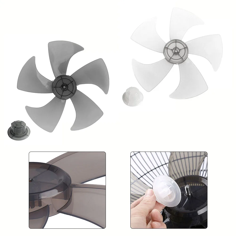 Replacement 14 Inch Plastic Fan Blade with Nut Cover for Pedestal Fans Five Leaf Design Suitable for Desk and Stand Fans