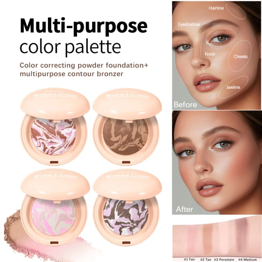 Baked Color Correcting Foundation Delicate Modifies Skin Tone Setting Makeup Multiple Highlights Contouring Palette Face Makeup