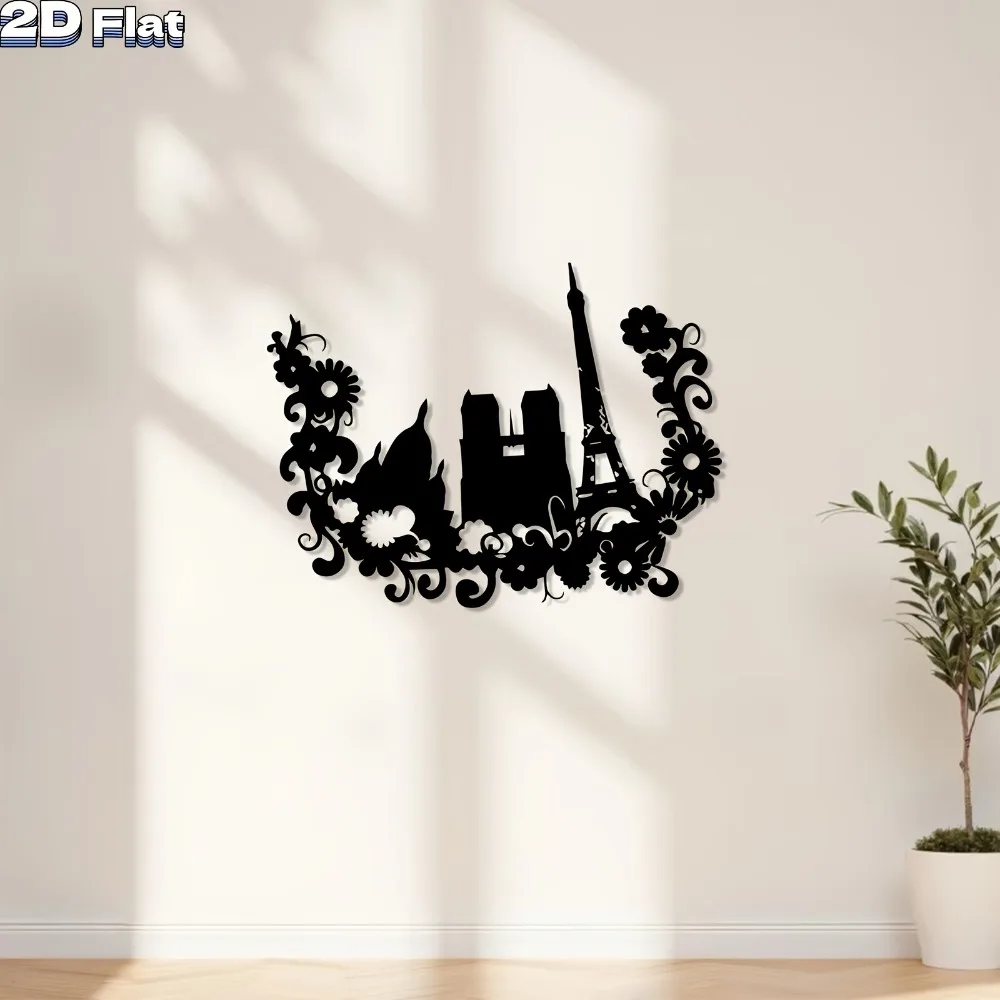 CIFbuy - Arte de Pared Metálico con Diseño de la Torre Eiffel, París, Francia, Escultura para Jardín, Valla, Decoración del Hogar, Mural de Hierro para Sala de Estar, Regalo