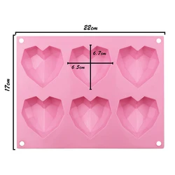 6 Holes Heart Shaped 3D Silicon Chocolate Jelly Candy Cake Bakeware Cupcake Tool Mold DIY Pastry Bar Ice Mould Baking Fondant