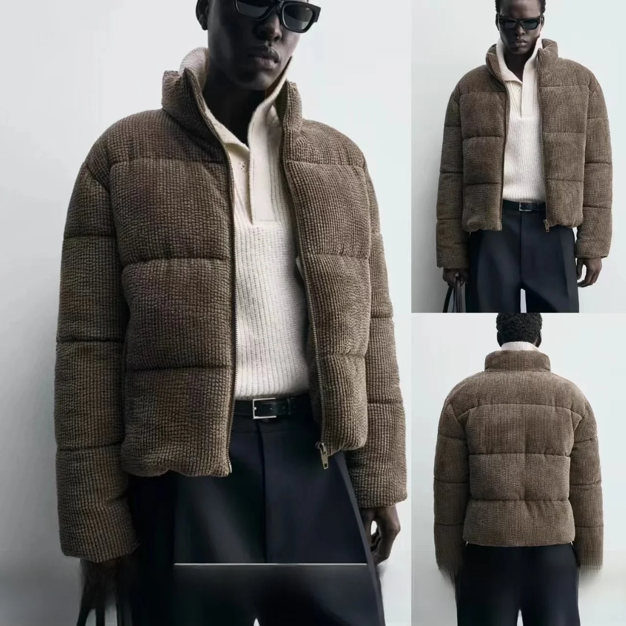 

Loose Fit Corduroy Jaet New Winter Men's Faion Cotton Padded Coat Youth ular Sle Long Sve Stand Collar Warm Outer...