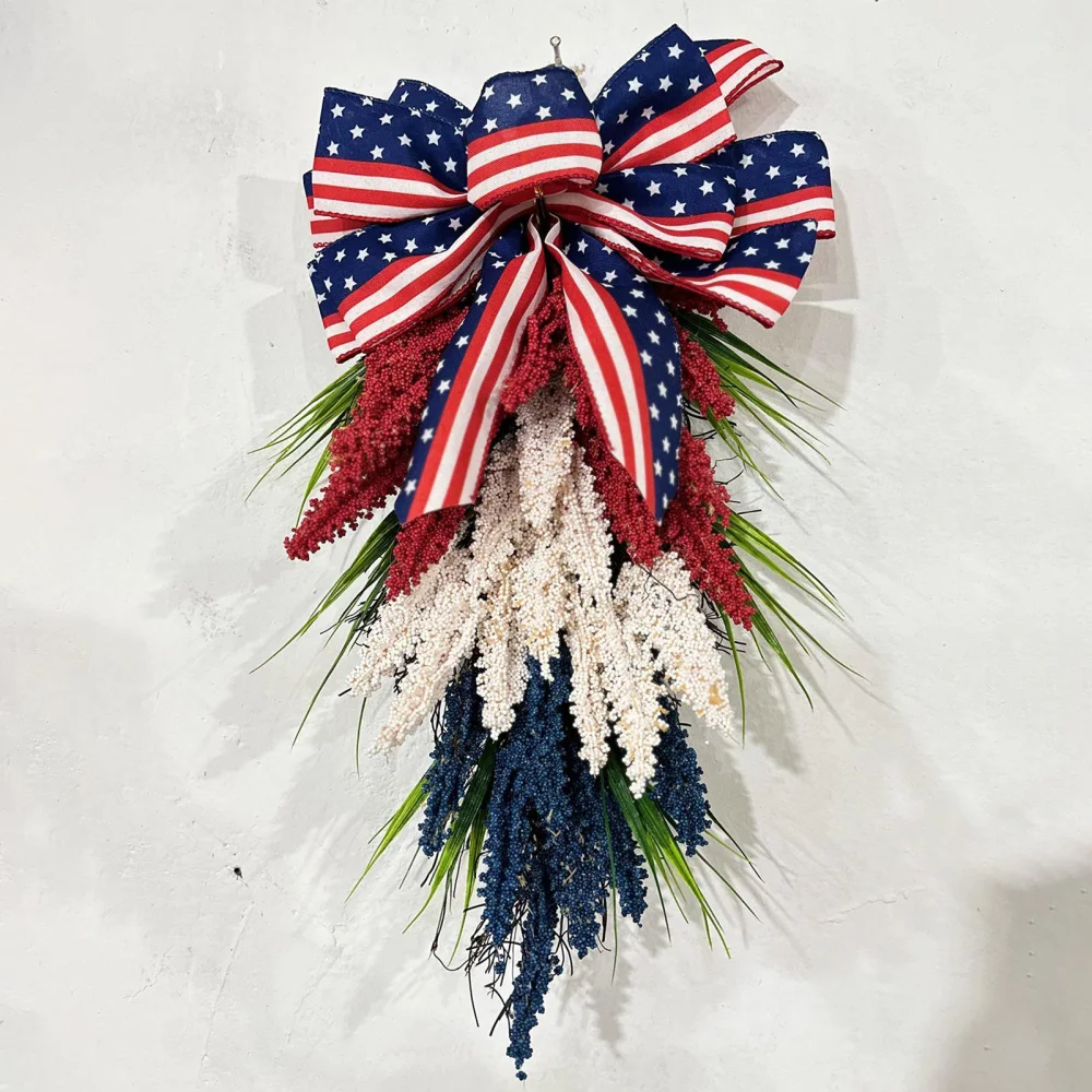 Front Door Independence Day Wreath Memorial Day Wreath Day Wreath Ornament Home Pendant Porch Outdoor Home Decor Decoration Home