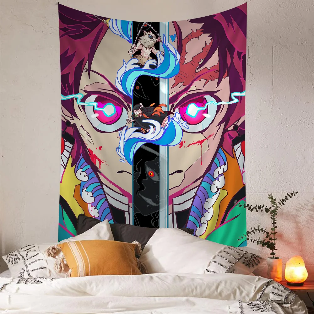 Anime Demon Slayer Anime Tapestry Indian Buddha Wall Decoration Witchcraft Bohemian Hippie Wall Hanging Sheets