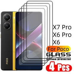 4pcs For Poco X7 Pro For Glass Poco X7 Pro Screen Protector Full Cover Glue Glue Protective Tempered Glass Xiaomi Poco X7 X6 Pro