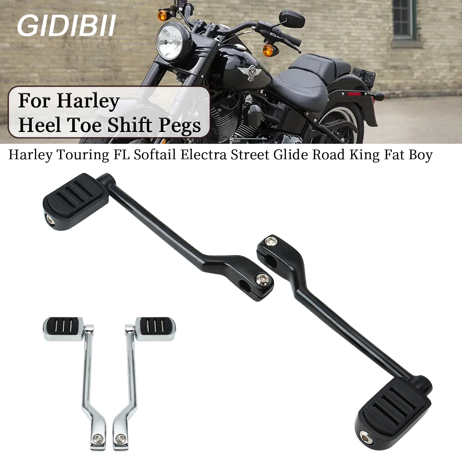 

For Harley Davidson Street Glide Touring Softail Fat Boy Road King Motorcycle Heel Toe Shift Pegs Front Rear Gear Lever Shifter
