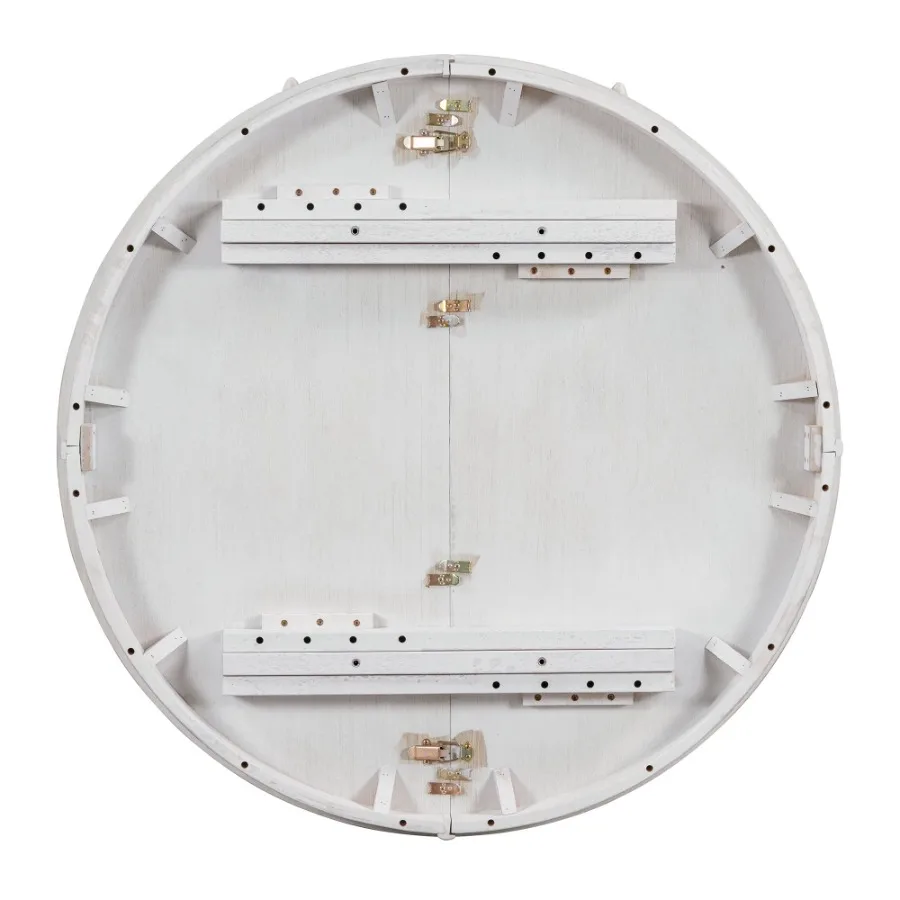 

TREXM 5Piece Retro Functional Dining Table Set Wood Round Extendable Dining Table and 4 Upholstered Dining Chairs Antique White