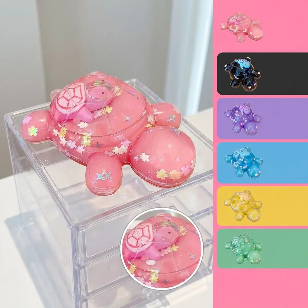 Creative Cartoon Turtle Cute Flash Flowing Sand Miniature Tortoise Statue Lovely Mini Quicksand Turtle Figurine