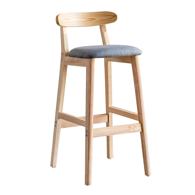 

for Vintage Bar Stool High Chair Detachable Solid Wood Bar Stool With Back Rest