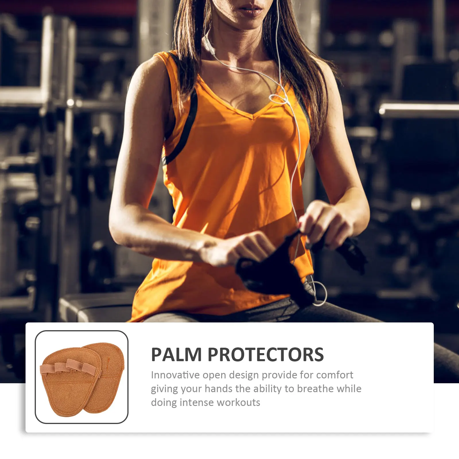 

2pcs Fitness Gloves Nonslip Brown Microfiber Gym Lifting Weight Palm Protectors Workout Powerlifting Grips