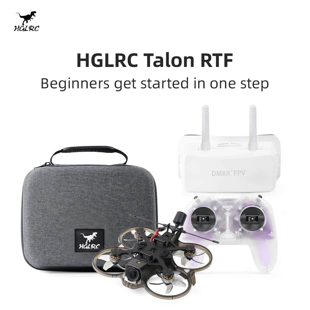 Set RTF entry-level quadricottero drone FPV analogico HGLRC Talon da 2 pollici