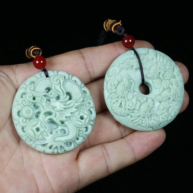 

Natural White Green Chinese Jade Dragon Pendant Necklace Fashion Charm Jewellery Accessories Carved Amulet Gifts for Women Men