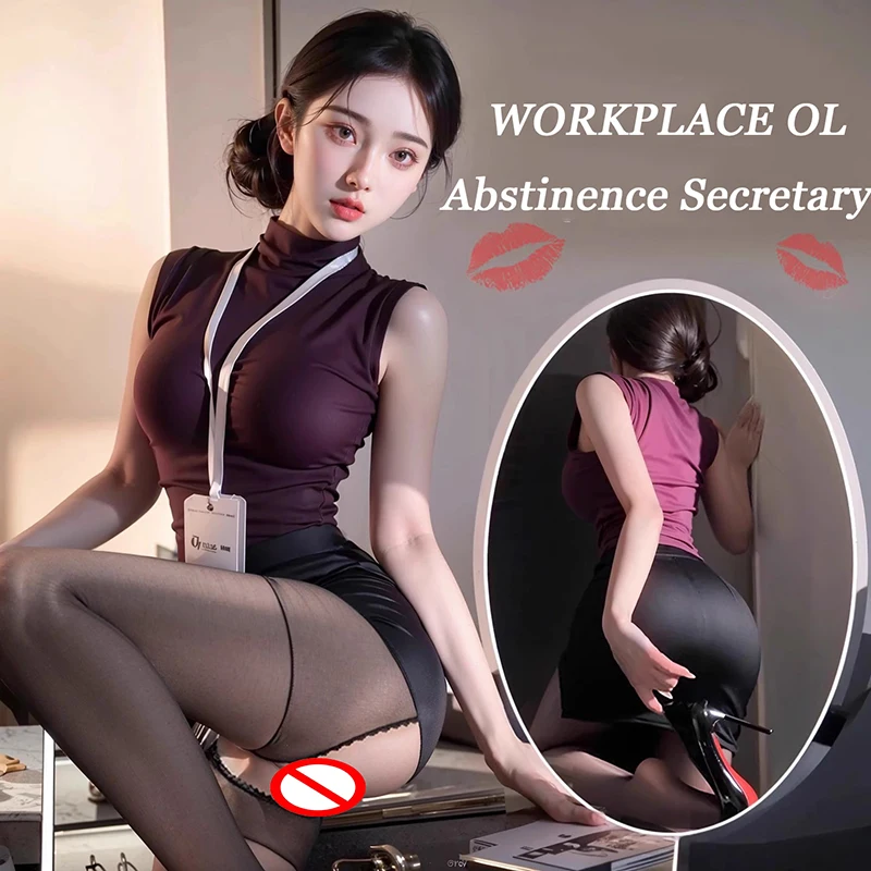 

Women Sexy Secretary Uniform Cosplay Costume Purple Hip Wrap Skirt Mini Skirt Suit OL Outfit Teacher Roleplay Erotic Lingerie
