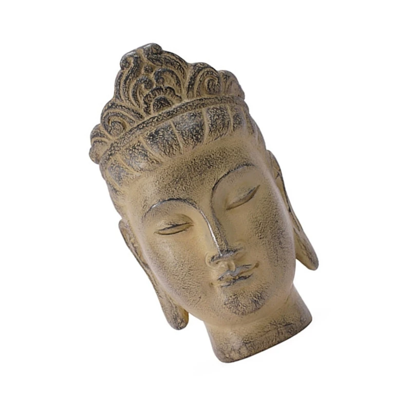 Resins Stone Color Buddhas Head Statue for Collectors and Spiritual Enthusiasts Buddhist Religious Sculpture Figurine