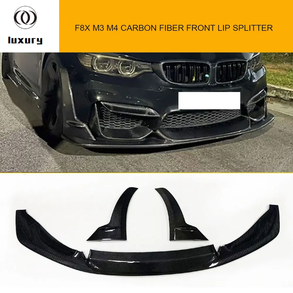 Lapport Style Carbon Fiber Front Bumper Chin Lip Splitter for BMW F80 M3 F82 F83 M4 & Competition 2014 - 2020