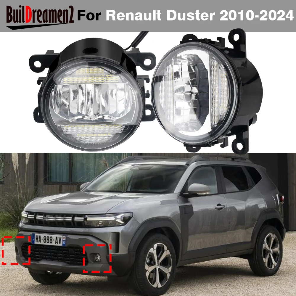 2IN1 Design LED Nebel Licht DRL Für Renault Duster 2010-2024 30W Auto Nebel Lampe Montage Tageslicht H11 2 Stück