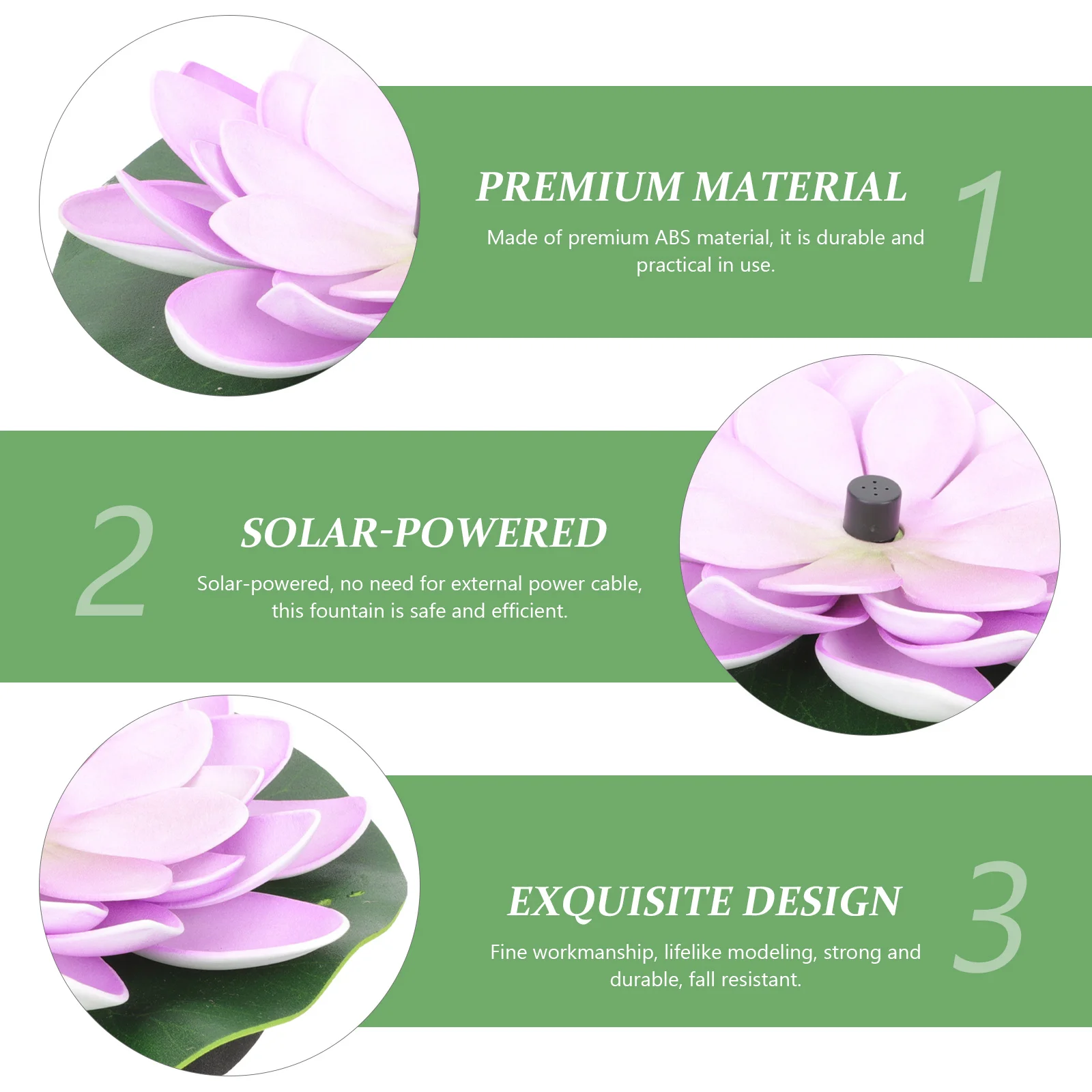 

1 set Solar Water Lily Fountain Premium Abs Floating Pond Fountain For Garden Outdoor Pool Fishpond Landscape Decoration Solar
