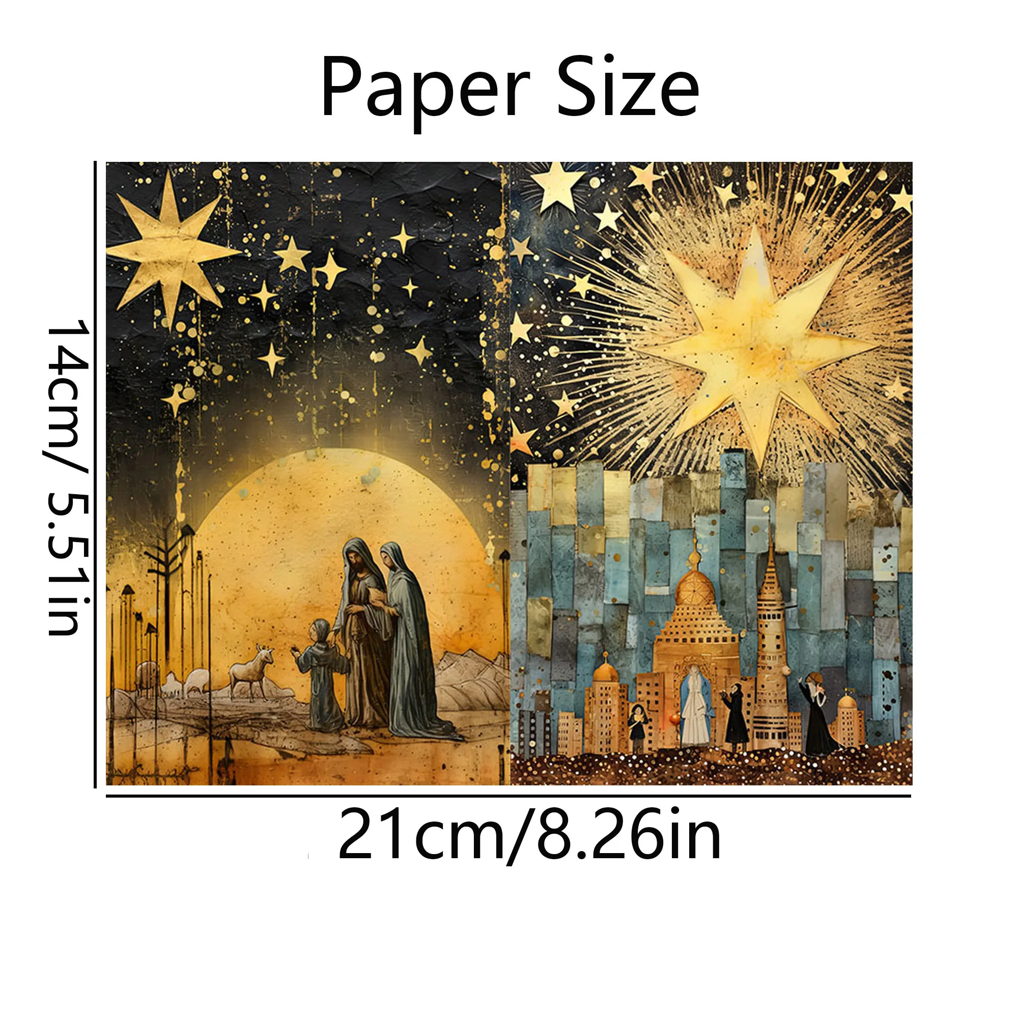 JAIIMAN 52pieces Religious Nativity Bible Stories Scrapbook Paper Set,forArts Crafts,Scrapbooking Supplies,Junk Journals,Ephemer