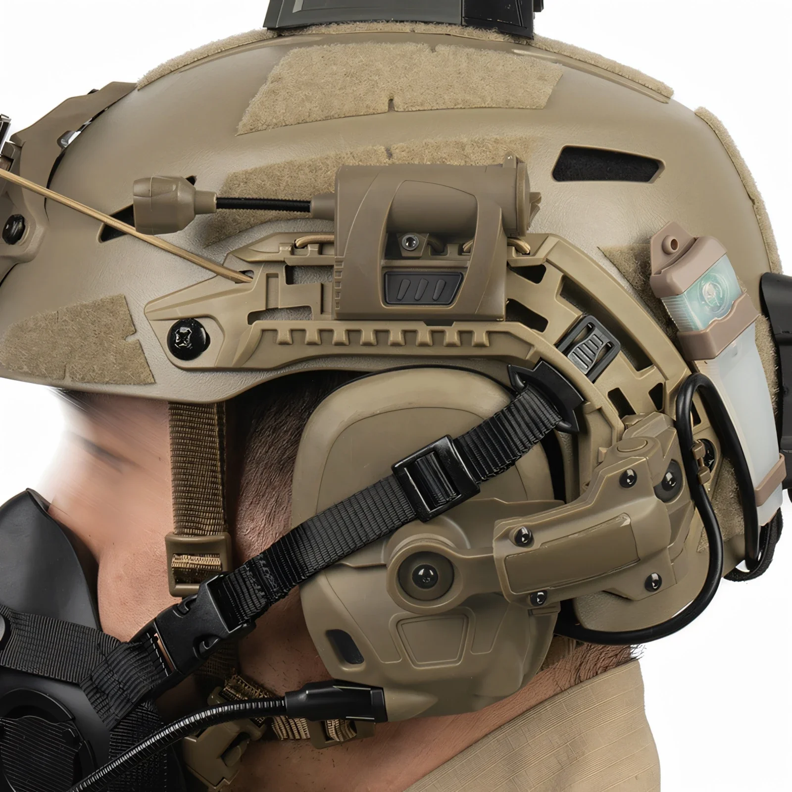 Wosport Helmet Side Rail Lightweight Hollow Design with Elastic Retention Cord, Cable Management for Airsoft Outdoor Training