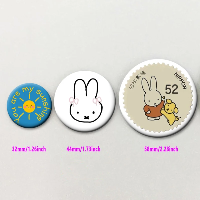 جولة الإبداعية الوجه المبتسم التلبيب دبابيس الحيوانات الفئران القطط دبابيس رائعة مقلة العين الرجعية أرنب ختم شارة اكسسوارات الهدايا