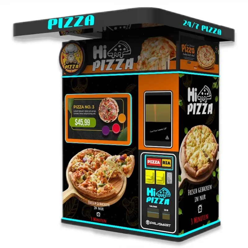 24 7 Unmanned Pizza Vending Machine Fully Automatic Stainless Steel Cloud Remote Management Multi Payment