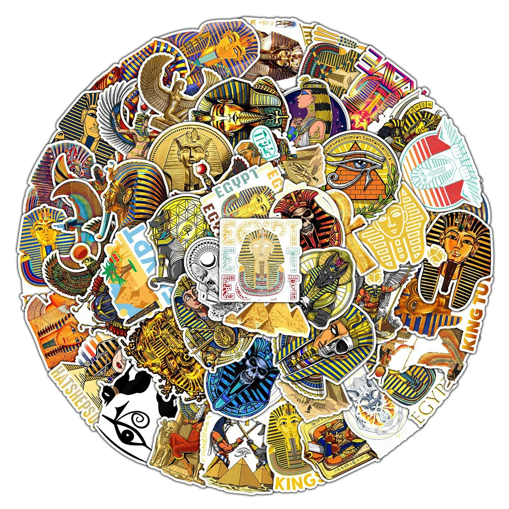 

10/30/50pcs Retro Art Ancient Egyptian Pharaoh Stickers Vintage Cartoon Sticker DIY Luggage Phone Guitar Graffiti Decals Packing