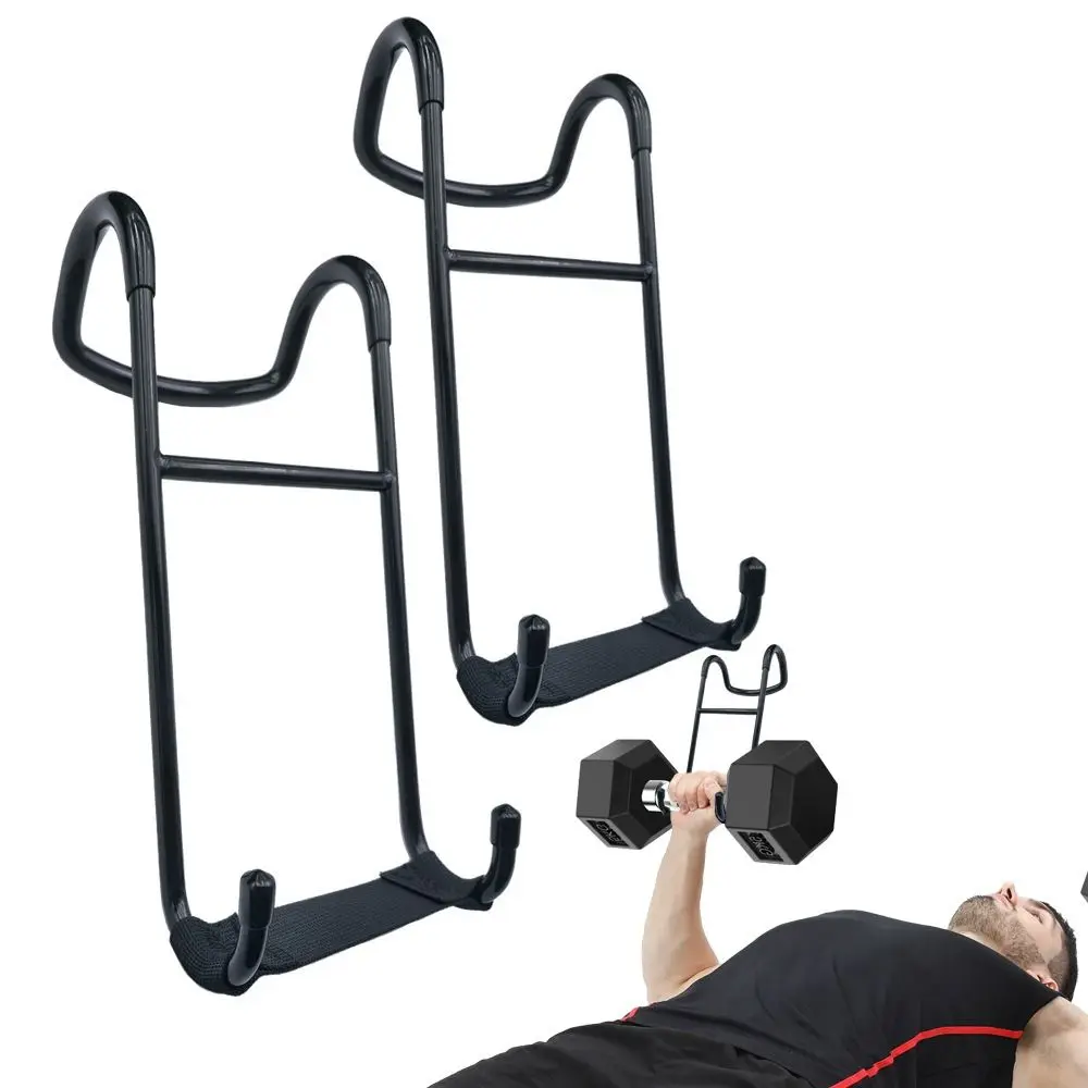 1Pc 250lb Capacity Dumbbell Spotter Hooks Heavy-Duty Thickened Multi-function Weight Assist Bar Black Non-slip