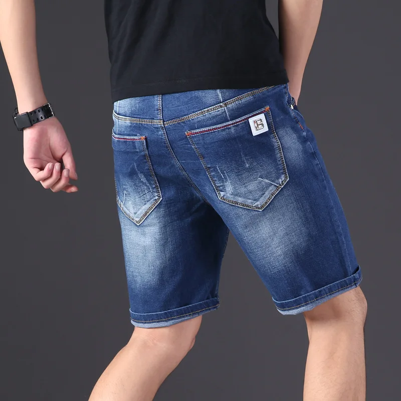 New fertilizer to increase men's casual denim shorts high elasticity 160KG 9XL 8XL 7XL fashion pocket elastic waist loose shorts