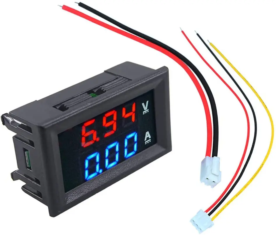 Hoge kwaliteit DC 100 V 10A voltmeter ampèremeter blauw + rood LED ampèremeter Ampèremeter Dubbele digitale display voltmeter