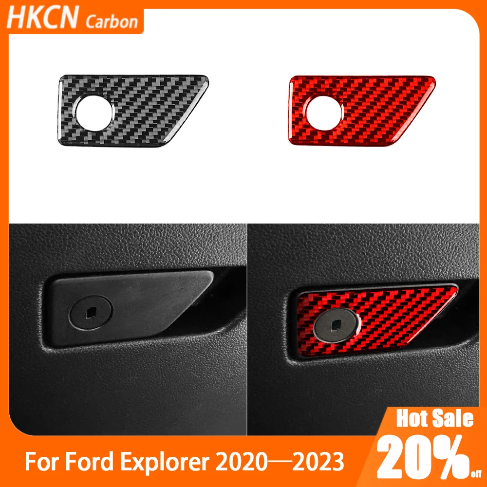 

Carbon Fiber Copilot Storage Box Handle Panel Car Accessories Interior Cover Trim Modified Sticker For Ford Explorer 2020—2023