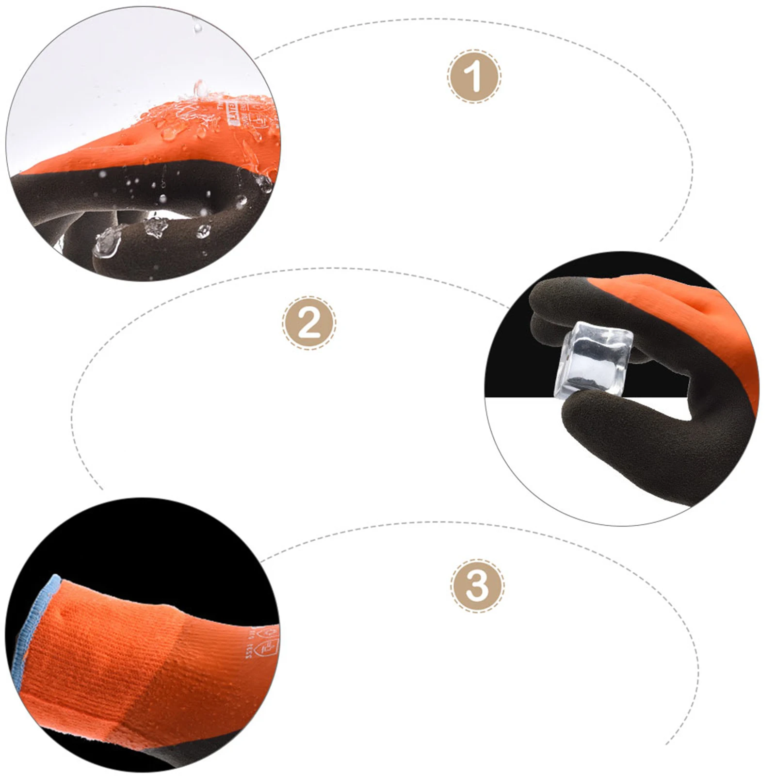 

1 Pair Waterproof Warm Gardening Gloves Black Natural Rubber Protective for Work Winter Household Cleaning Labor Thorn